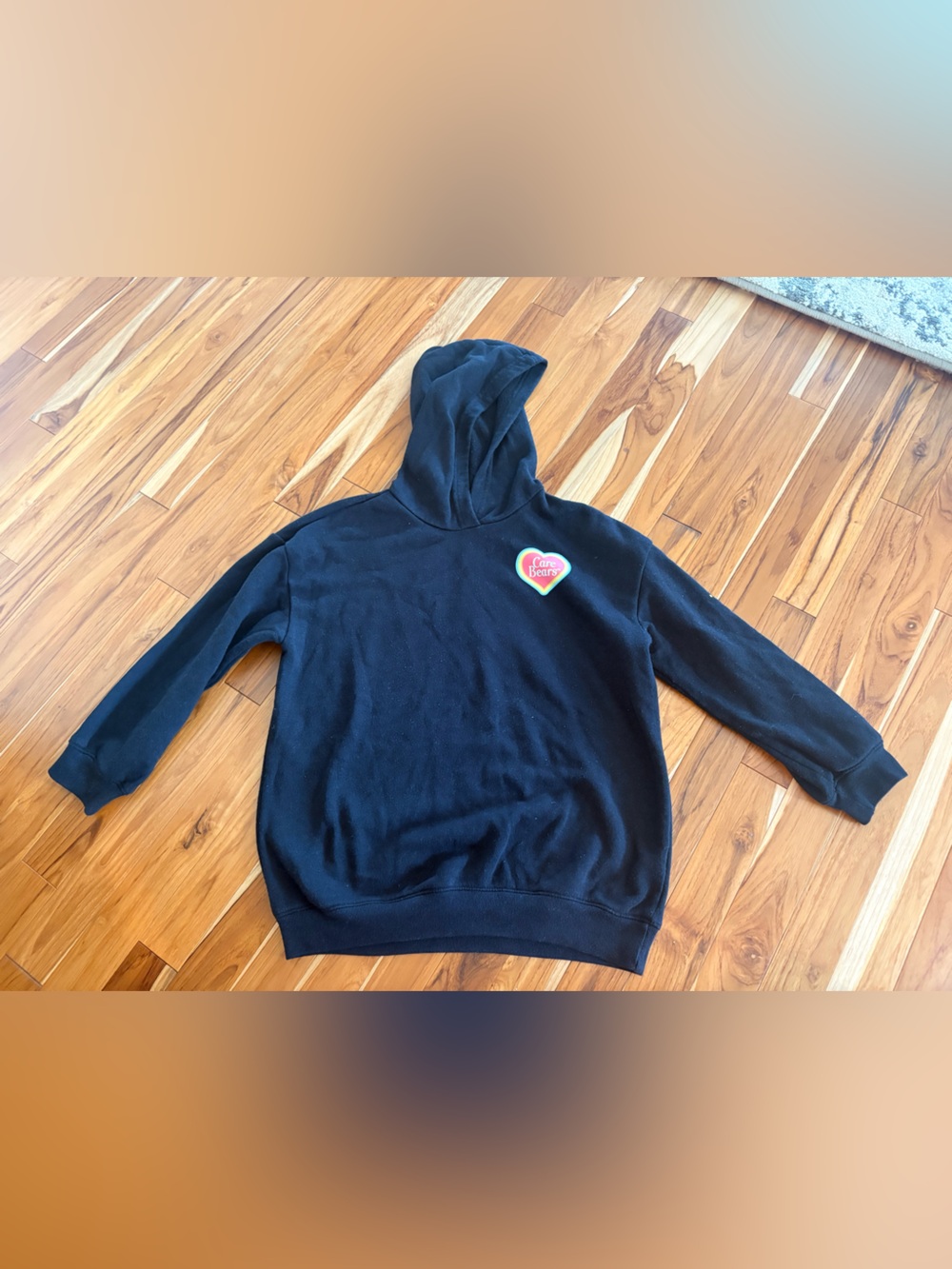 Black Hooded Sweatshirt with Care Bears theme